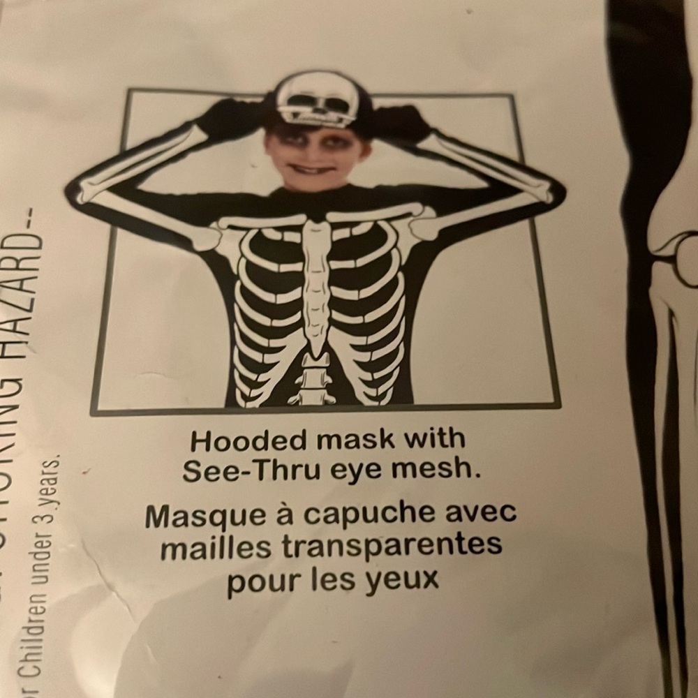 Children’s Medium (size 8-10) Bone Suit with Hooded Mask.
